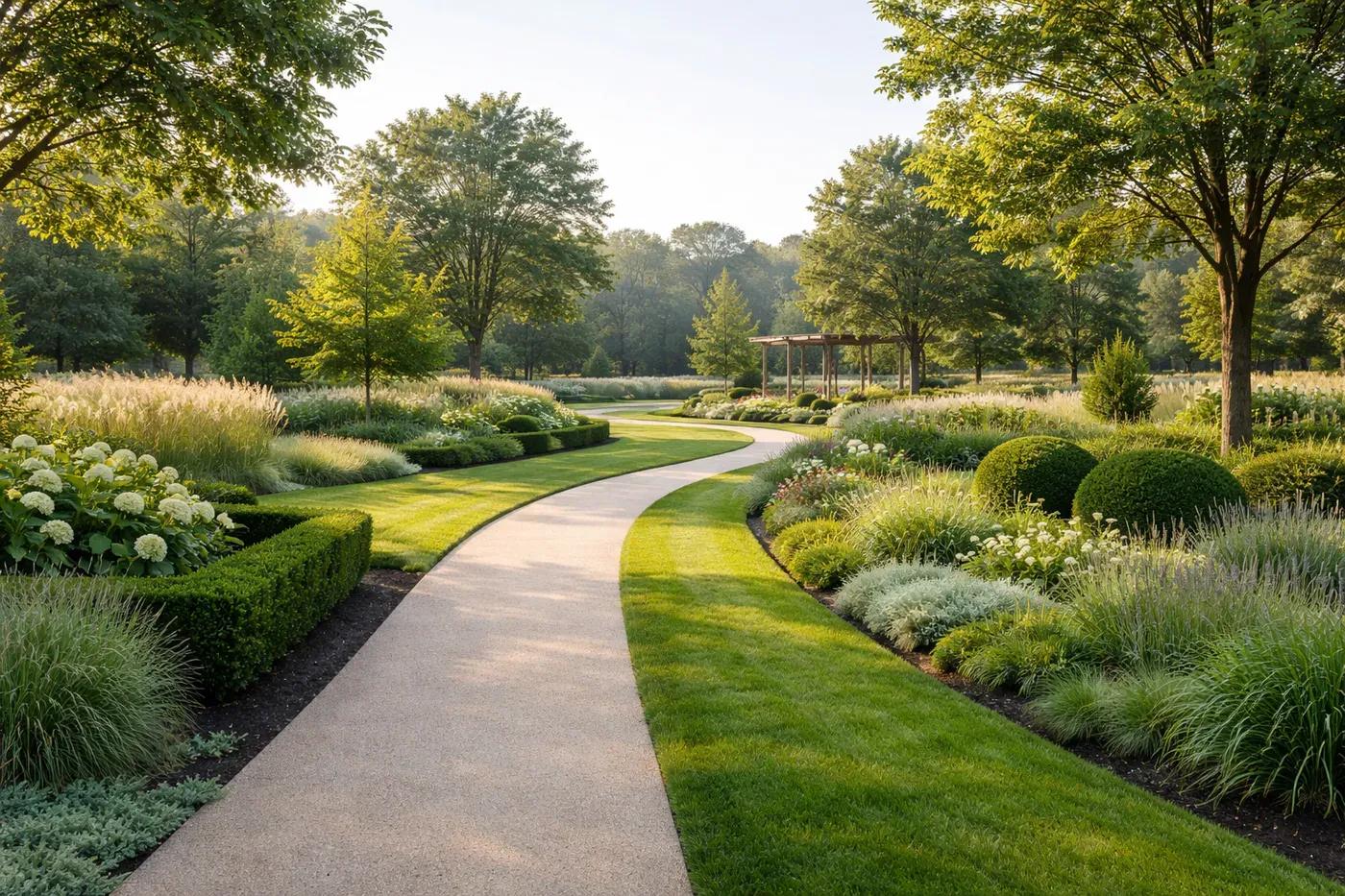 Açık alan ve peyzaj kullanımını temsil eden park ve bahçe görünümü