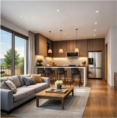 Konut içi yaşam alanını temsil eden daire görünümü